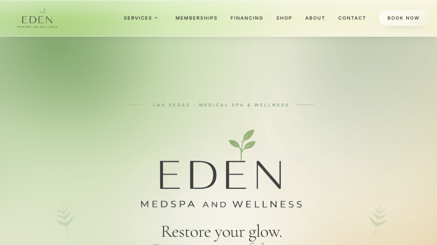 Eden Medspa homepage screenshot